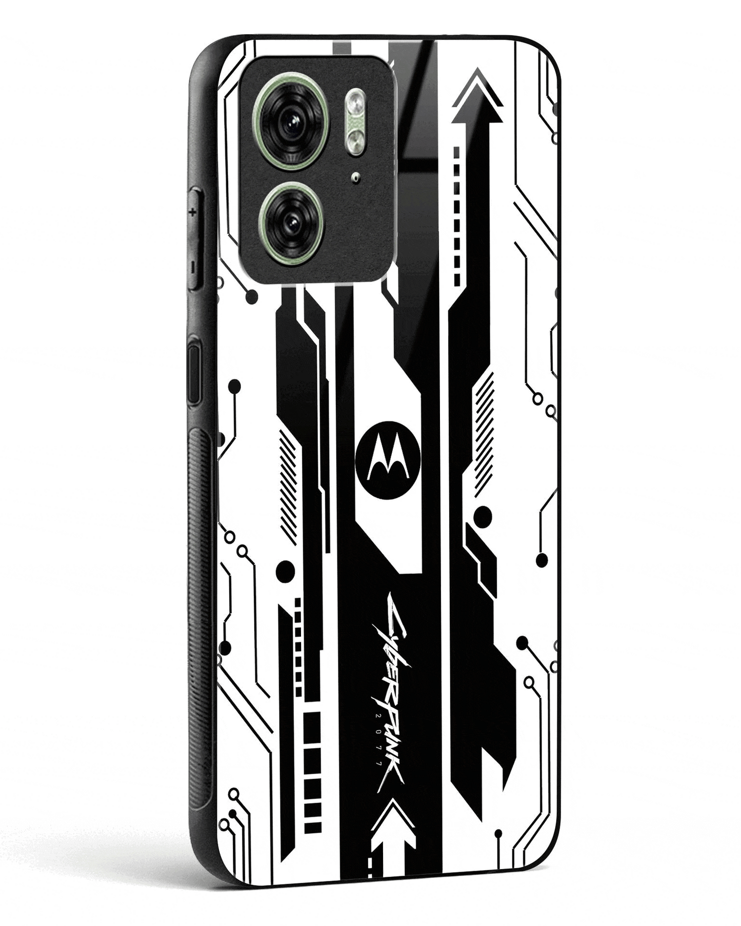 Gaming Abstract Glass Phone Case-Motorola Edge 40 (Black, Red, White, Yellow & Green)