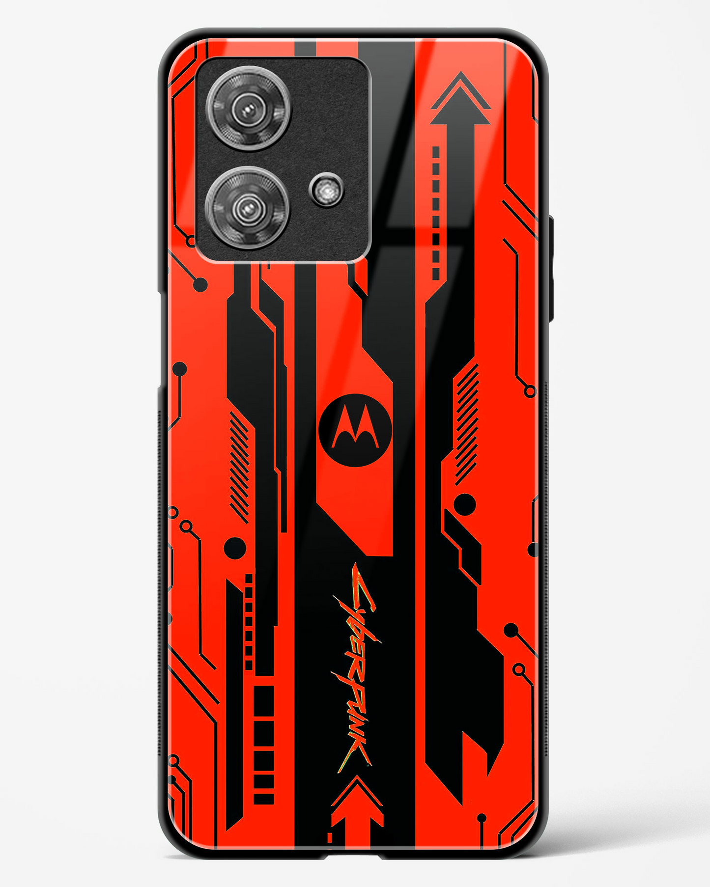 Gaming Abstract Glass Phone Case-Motorola Edge 40 Neo (Black, Red, White, Yellow & Green)