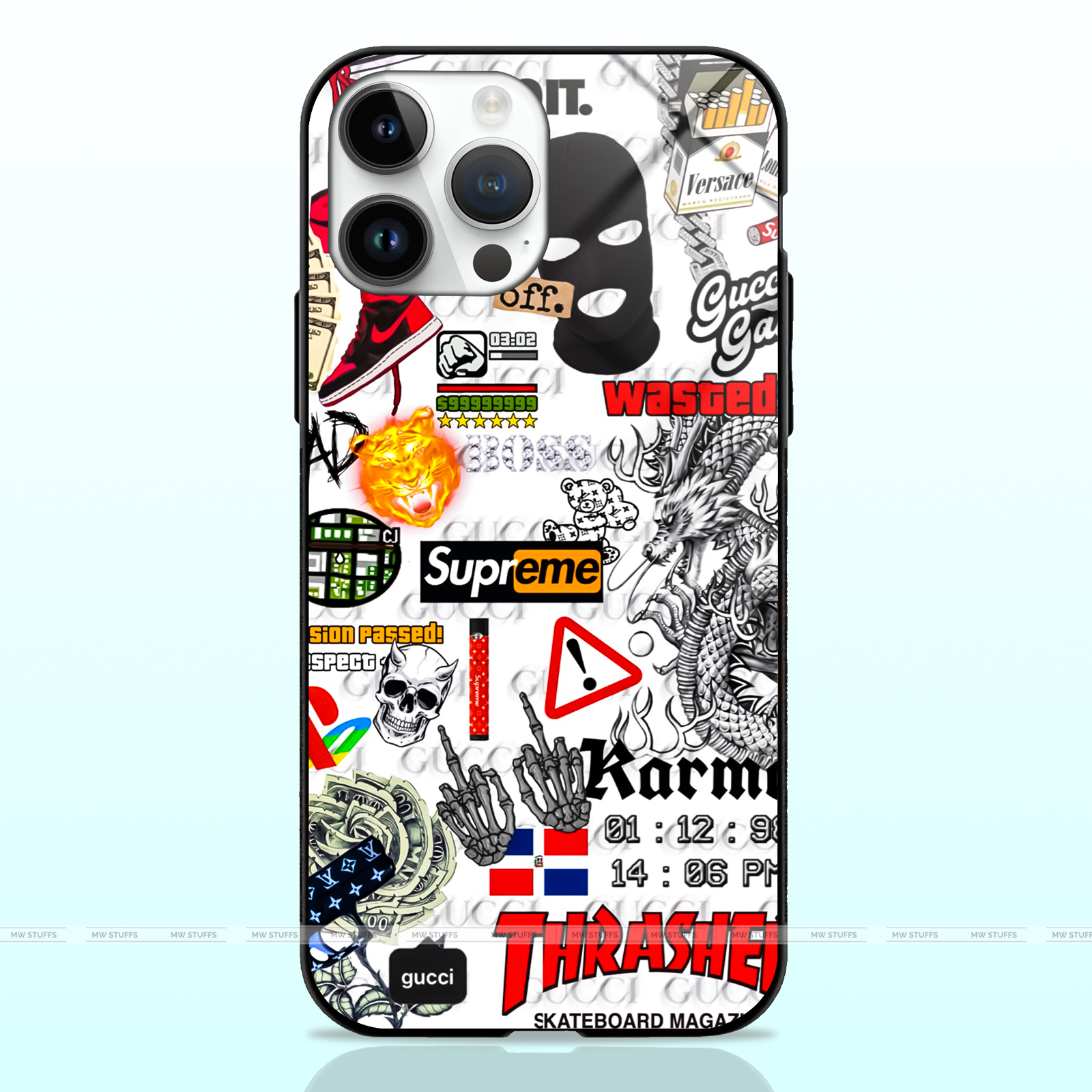 Gangsters Mixed Stickers Art Glass Case -  - MW Stuffs - 
