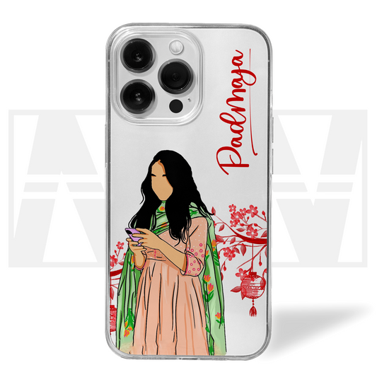 Custom Name Girl Illustration Clear Silicone Case