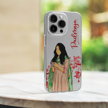 Custom Name Girl Illustration Clear Silicone Case