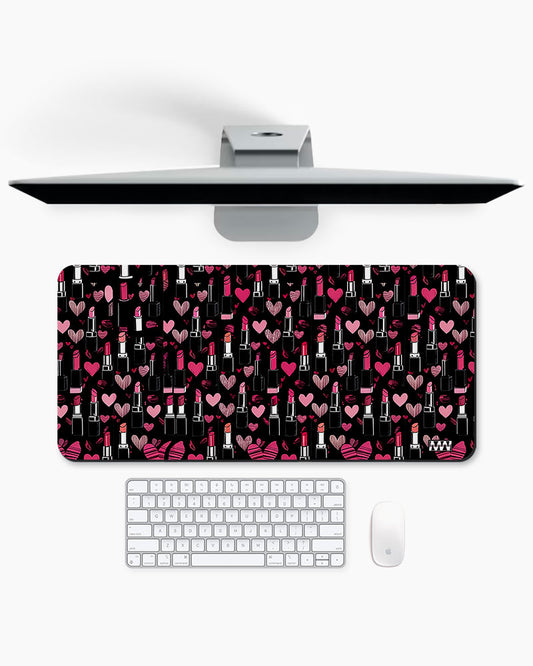 Glam Pop Riot Hearts Lips and Attitude Deskmat