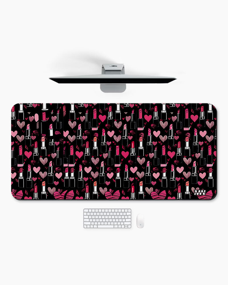 Glam Pop Riot Hearts Lips and Attitude Deskmat