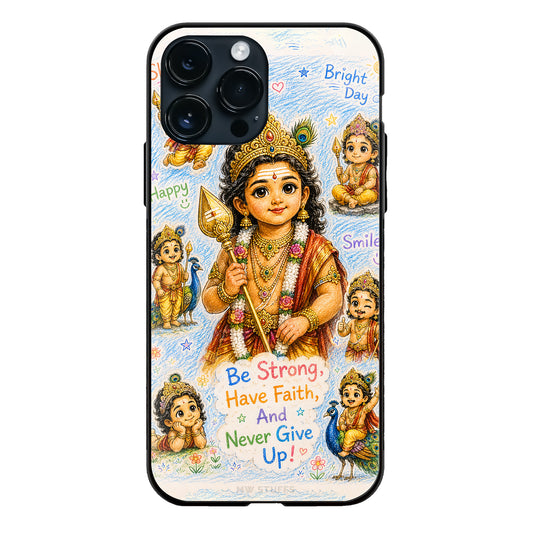 God Murugan Crayon Style Cute Glass Case