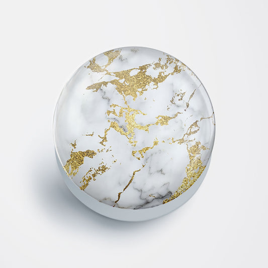 Gold Vein White Marble Gloss Pop Holder