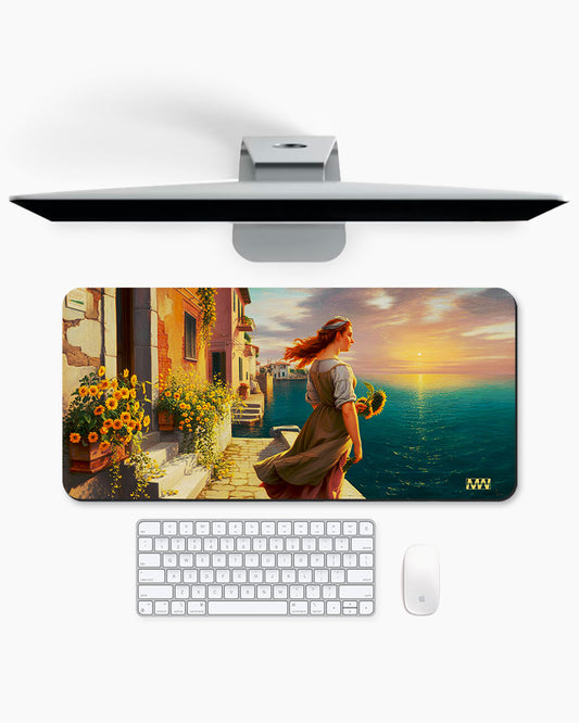 Golden Bloom Desk Mat