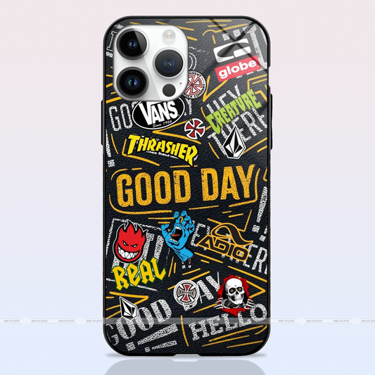 Good Day Mixed Stickers Art Glass Case -  - MW Stuffs - 