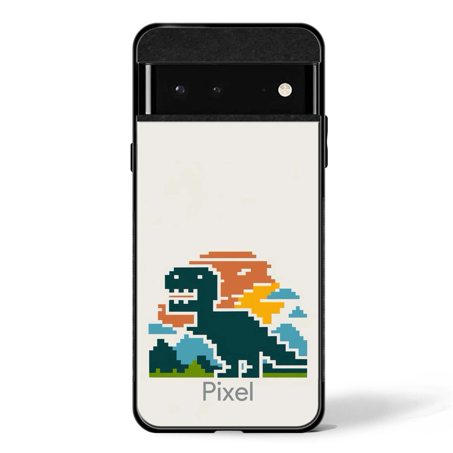 Retro Dinosaur Pixel Art- s glass phone case