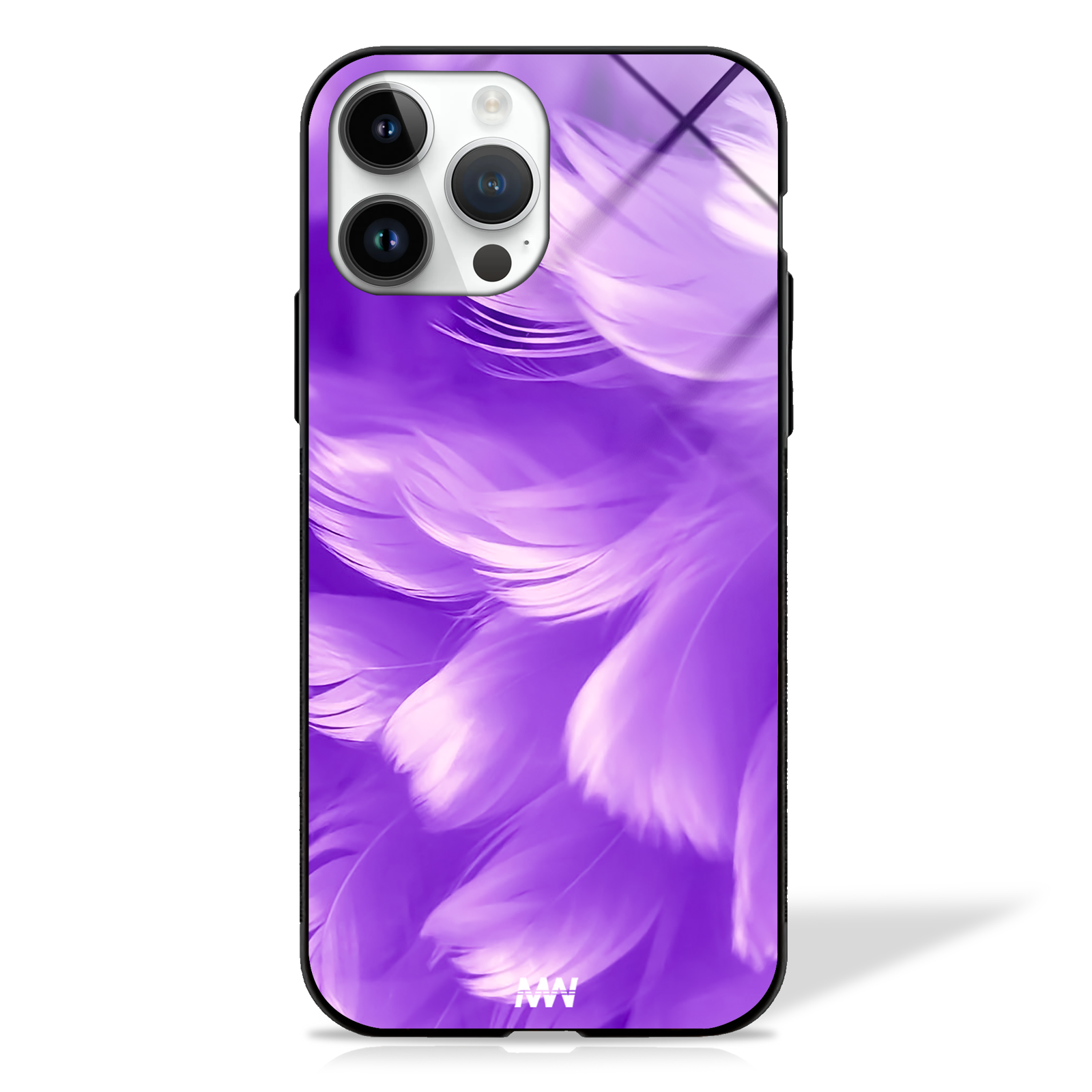 Gorgeous Purple Feathered Premium GLASS CASE -  - MW Stuffs - 