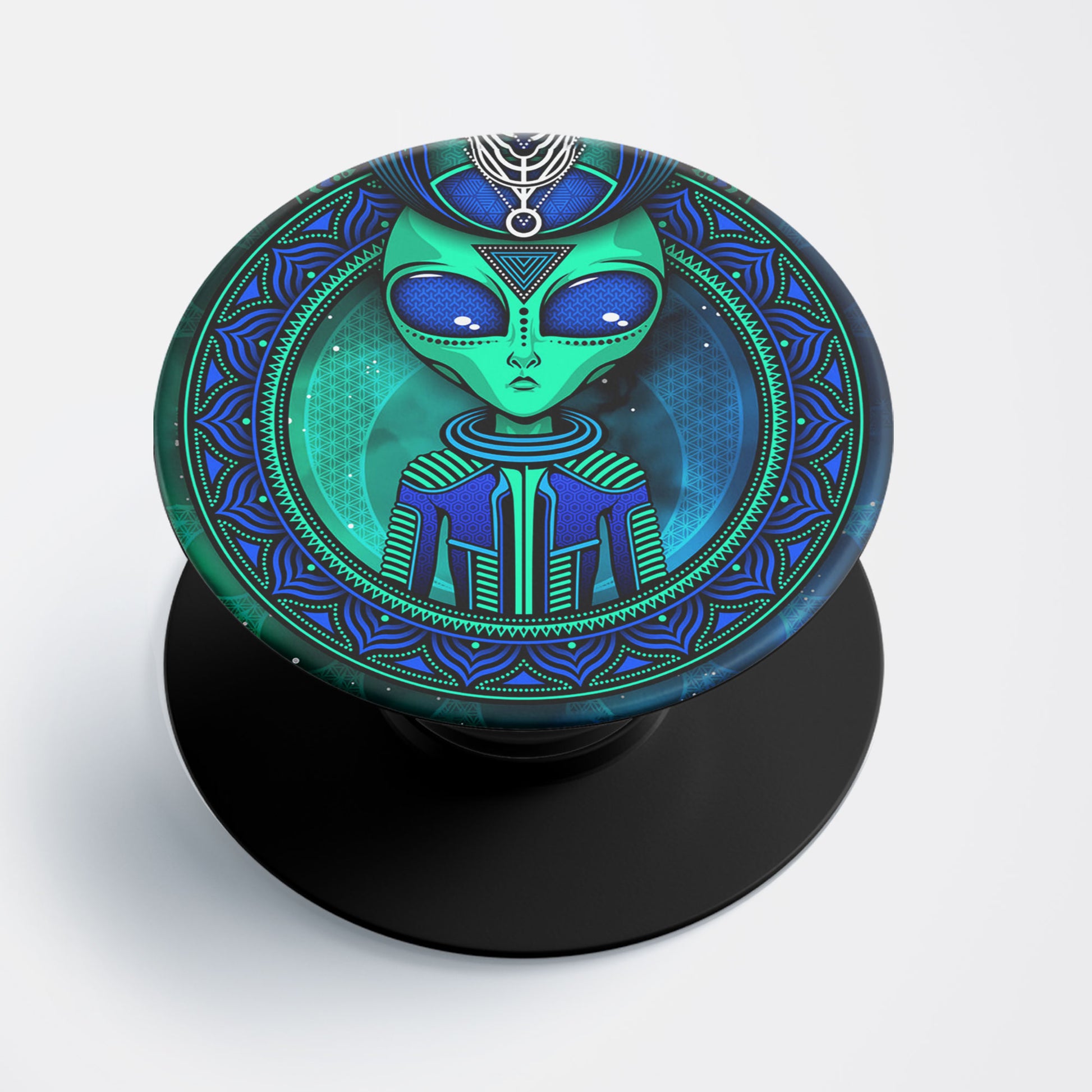 Green Alien Flat Pop Holder