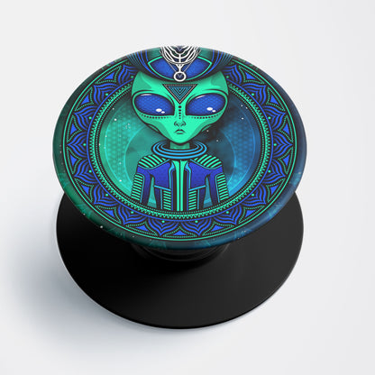 Green Alien Flat Pop Holder