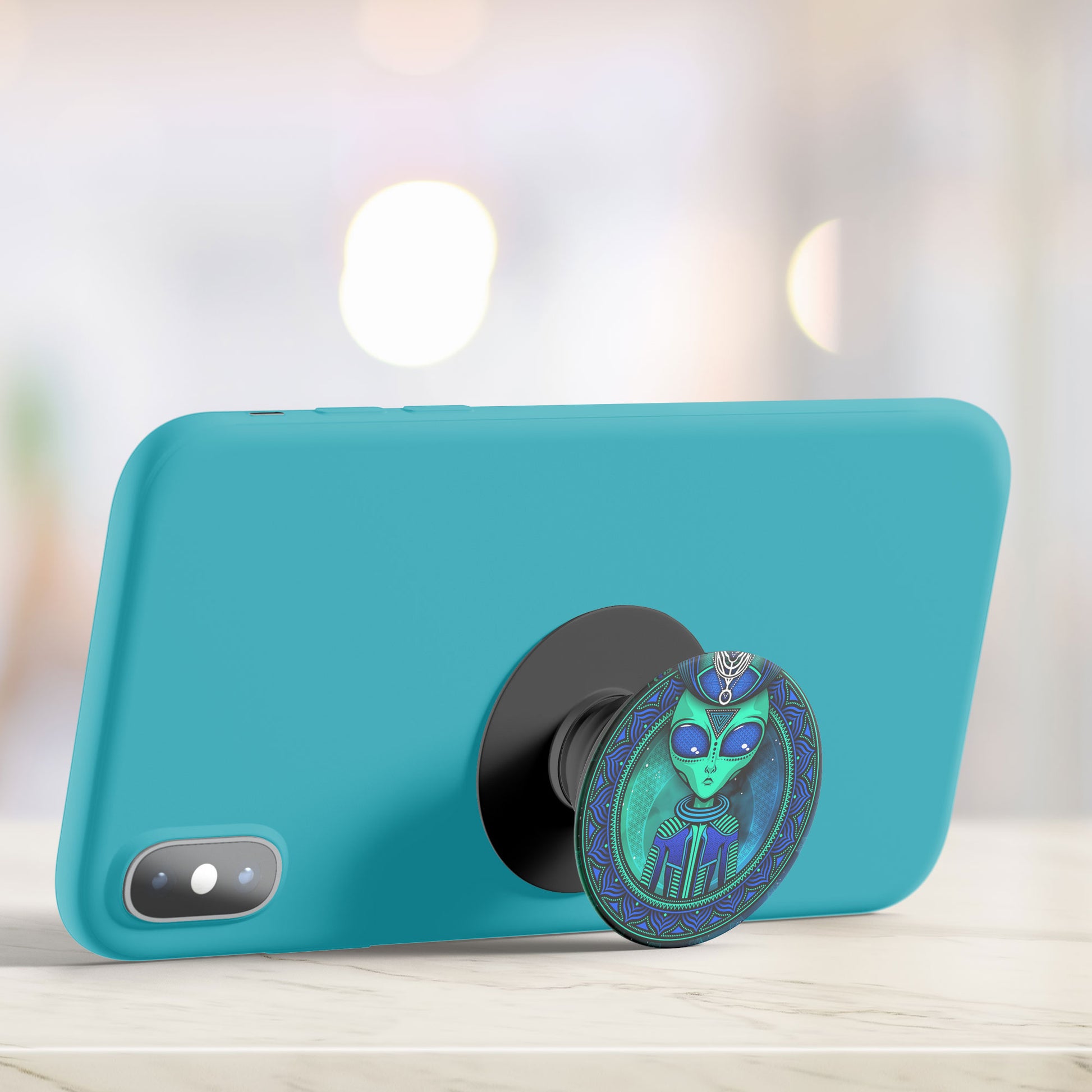 Green Alien Flat Pop Holder