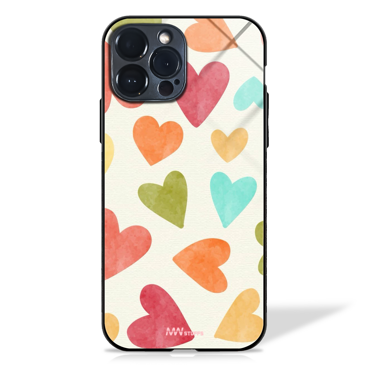 Colorful Hearts Parade Glass Case