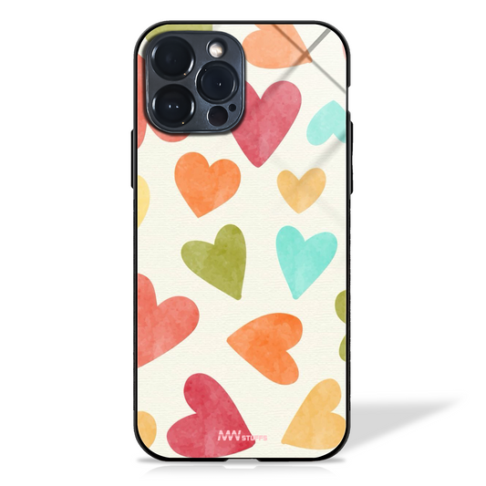 Colorful Hearts Parade Glass Case