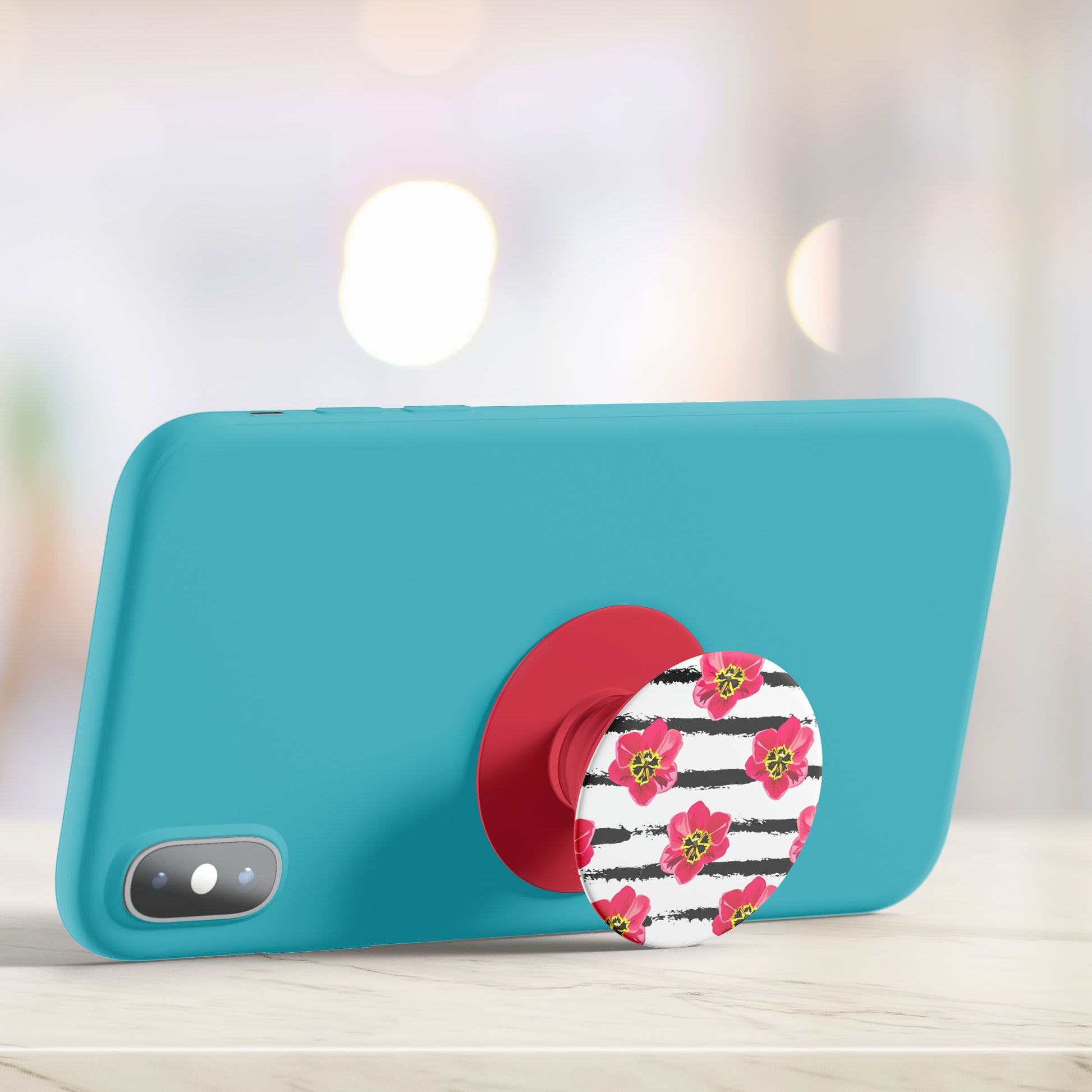 Hibiscus & Stripes Flat Pop Holder