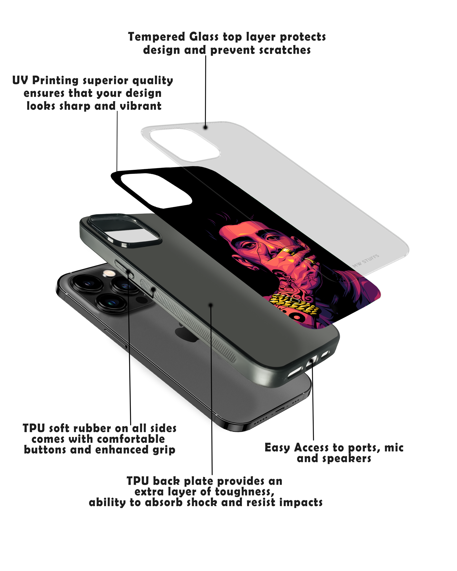 Hip Hop Gangster Funky Art Glass Case -  - MW Stuffs - 