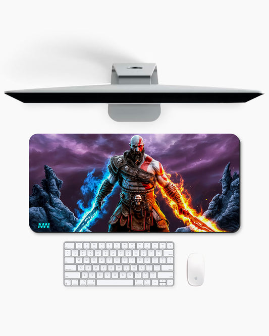 Inferno Clash Dual-Blade Warrior Deskmat