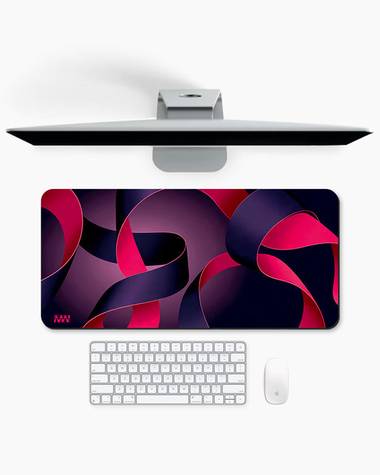 Interwoven Elegance in Red and Violet Deskmat