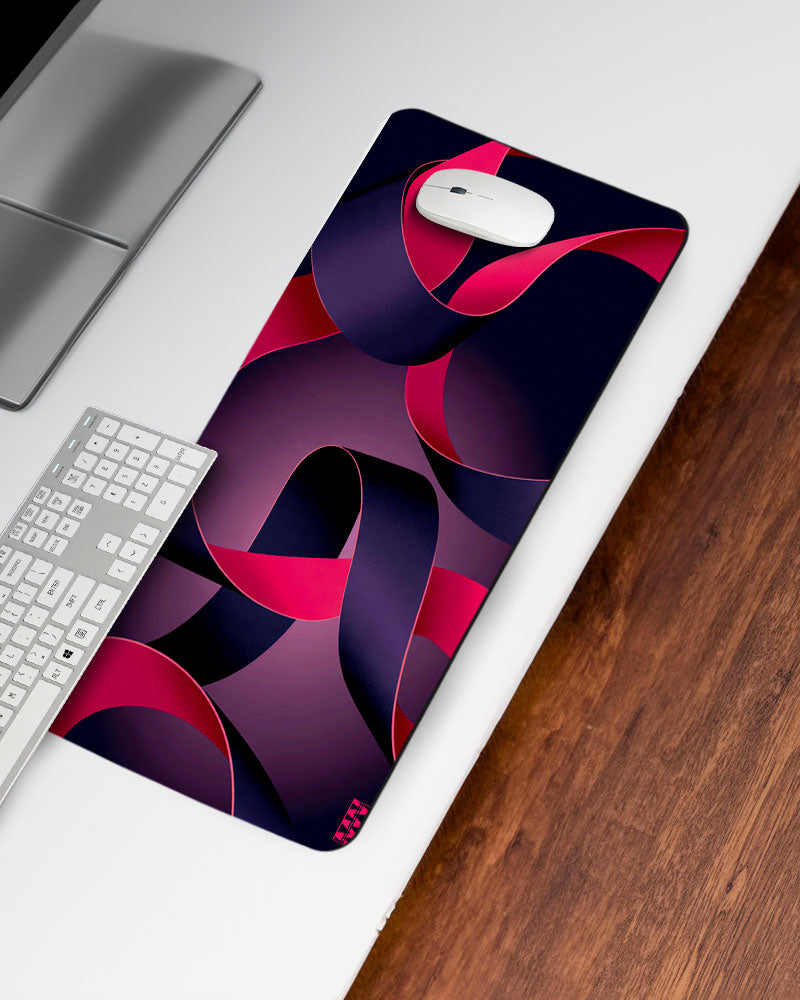Interwoven Elegance in Red and Violet Deskmat