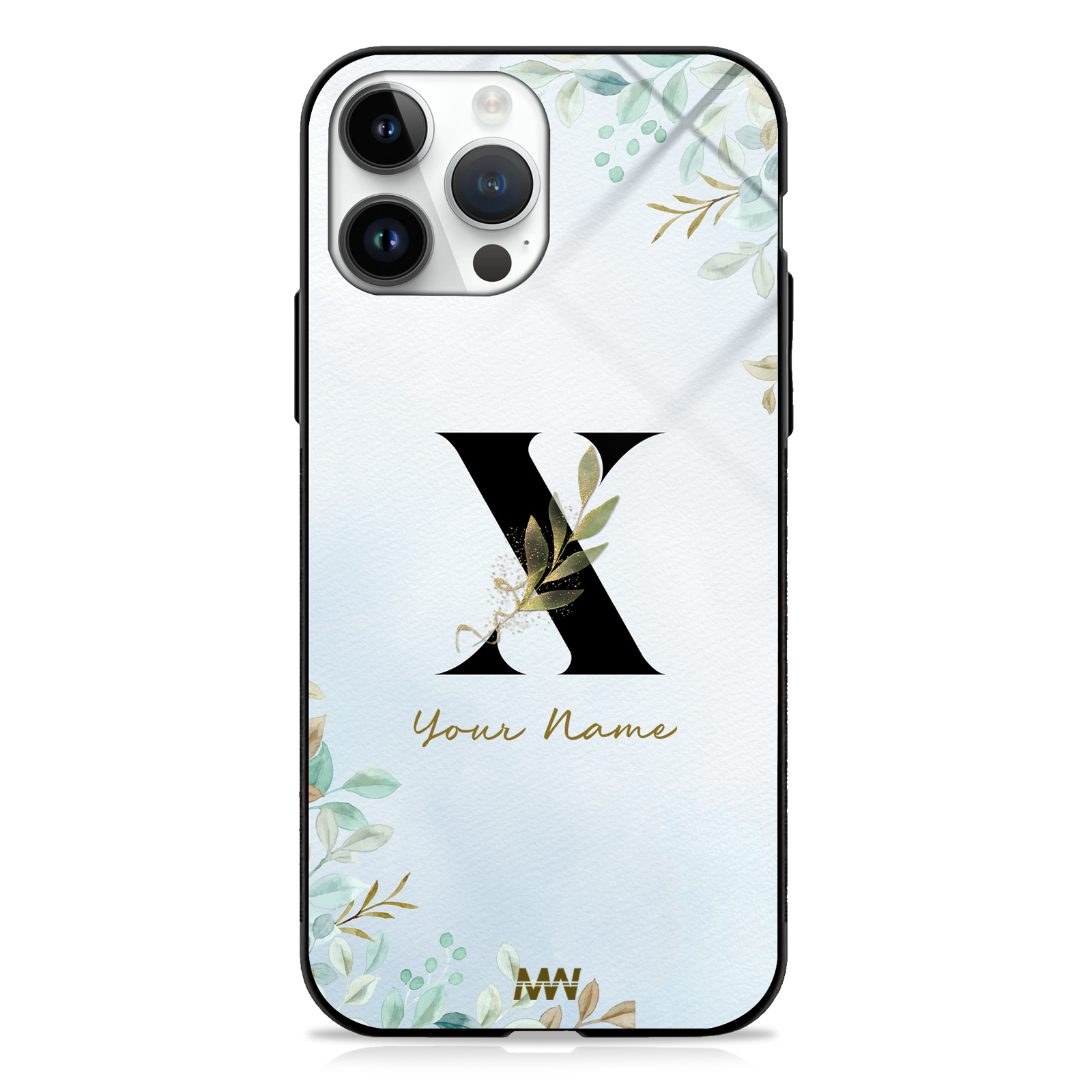 Iris Custom Name Floral Premium GLASS CASES -  - MW Stuffs - 