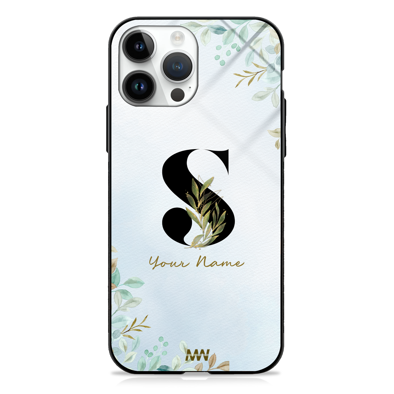 Iris Custom Name Floral Premium GLASS CASES -  - MW Stuffs - 