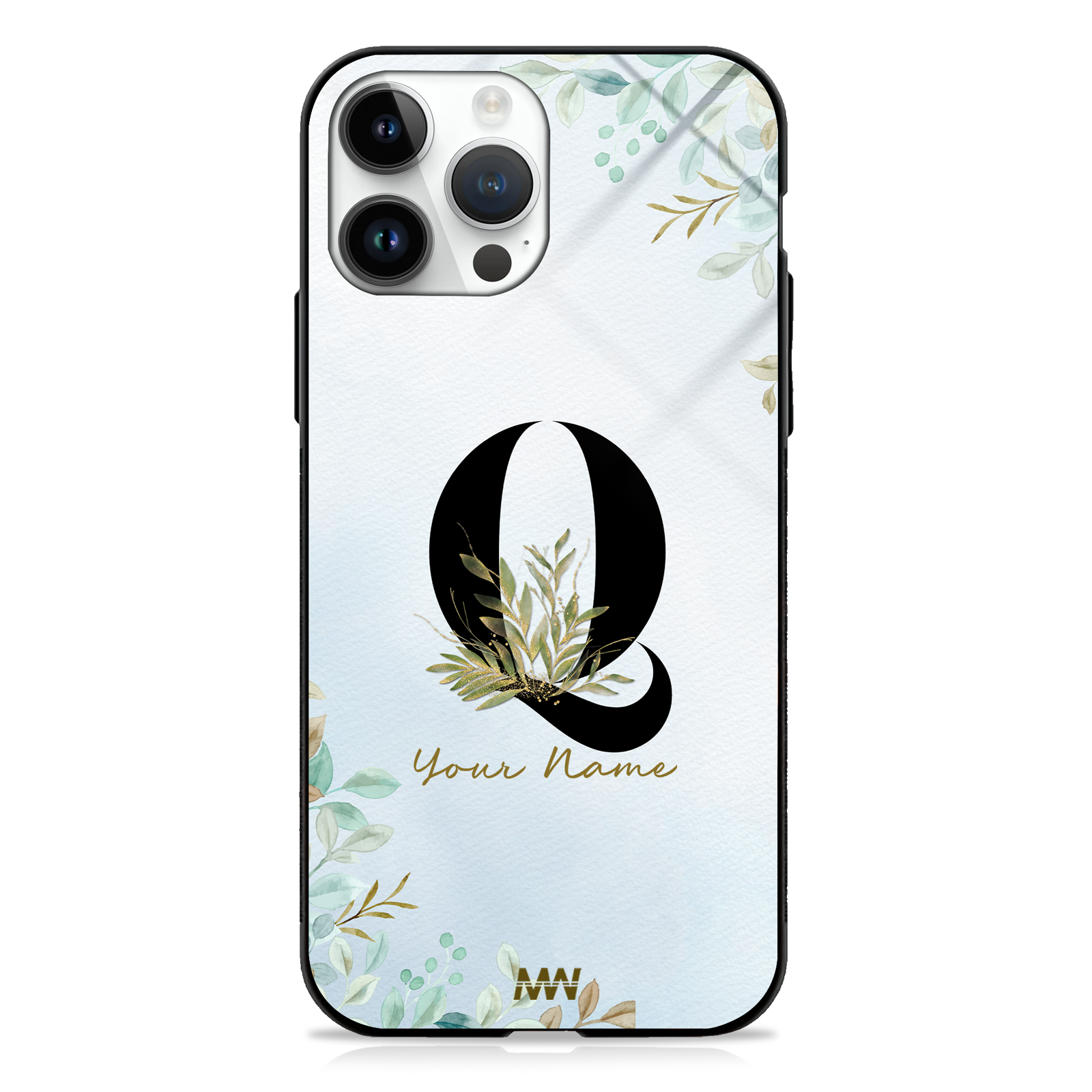 Iris Custom Name Floral Premium GLASS CASES -  - MW Stuffs - 
