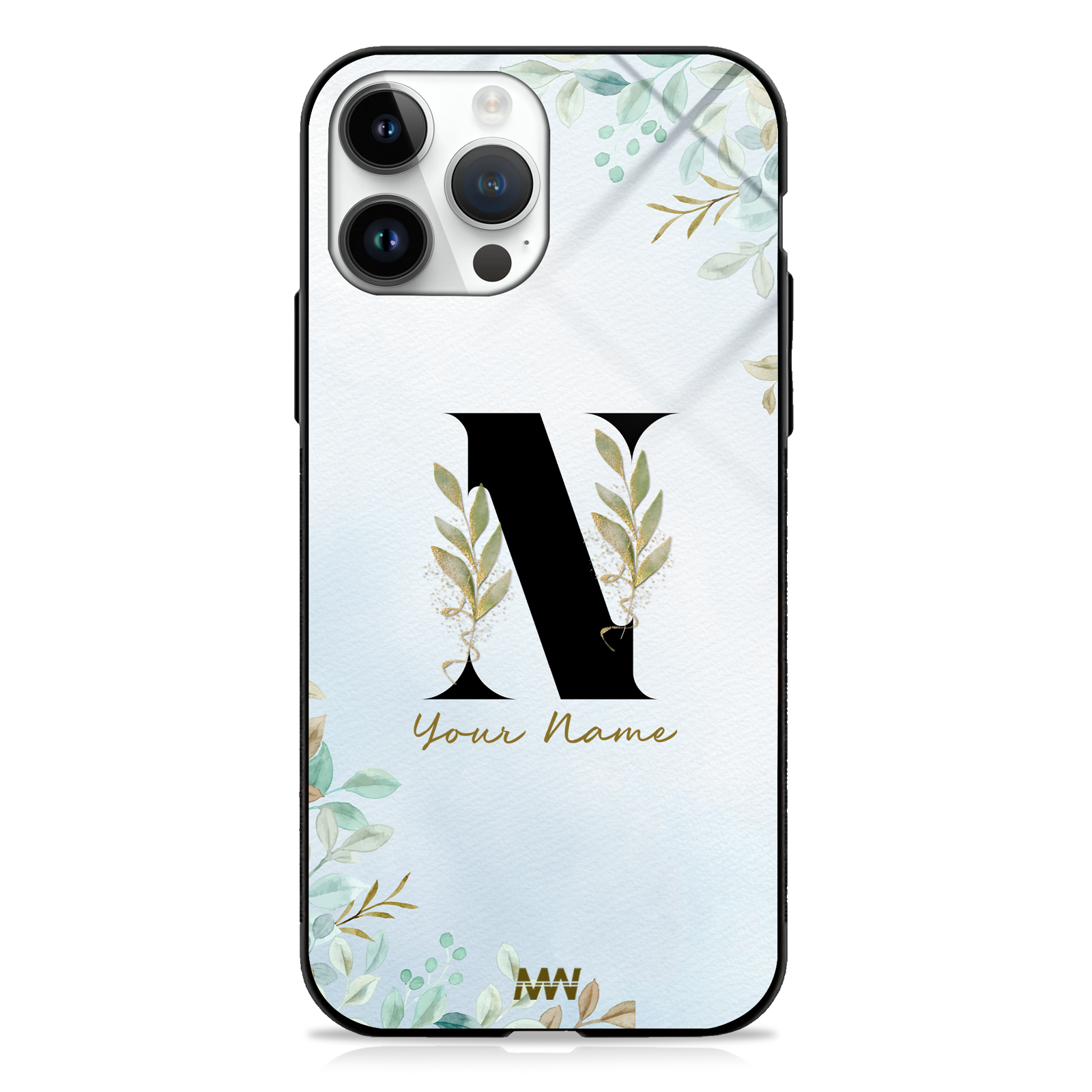 Iris Custom Name Floral Premium GLASS CASES -  - MW Stuffs - 