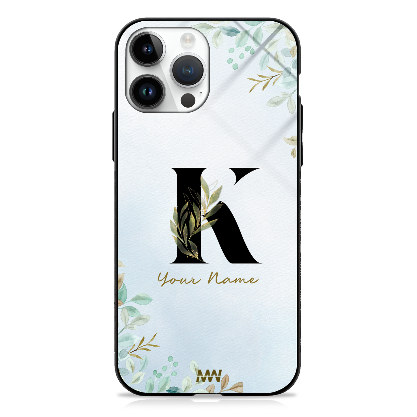 Iris Custom Name Floral Premium GLASS CASES -  - MW Stuffs - 
