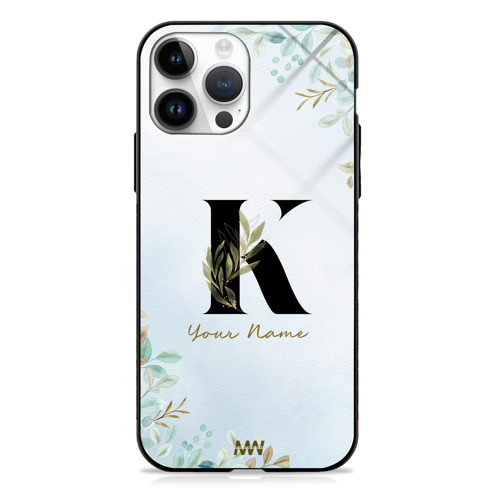 Iris Custom Name Floral Premium GLASS CASES -  - MW Stuffs - 