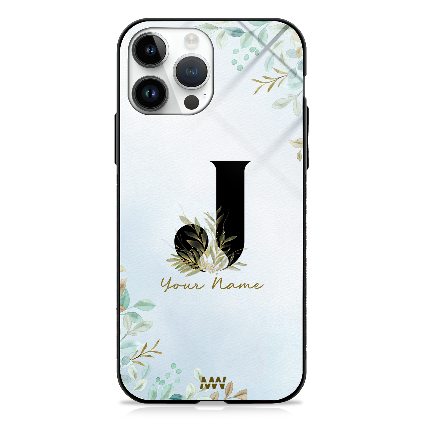Iris Custom Name Floral Premium GLASS CASES -  - MW Stuffs - 