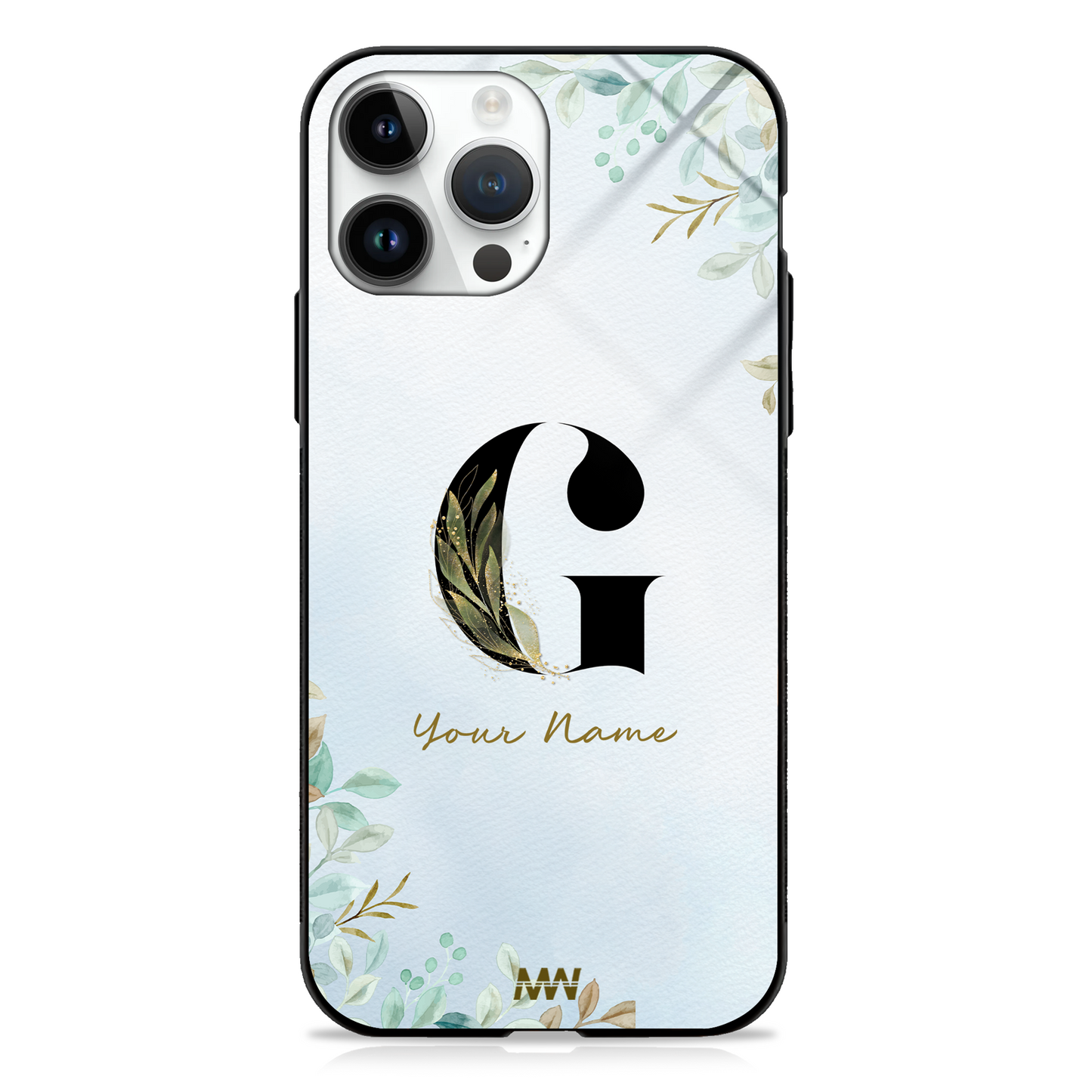 Iris Custom Name Floral Premium GLASS CASES -  - MW Stuffs - 