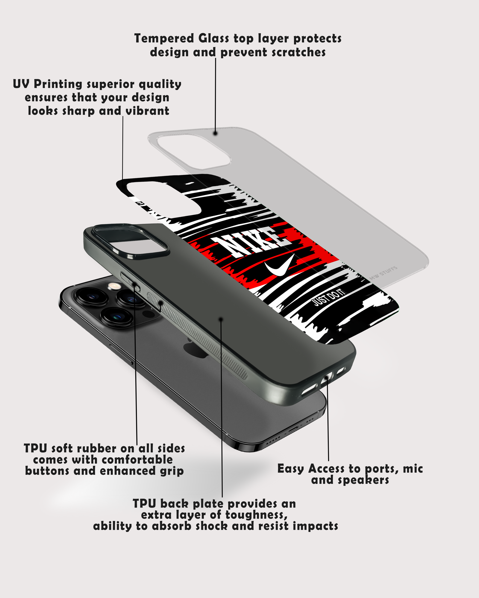 Just Do It Brand Name Glass Case -  - MW Stuffs - 