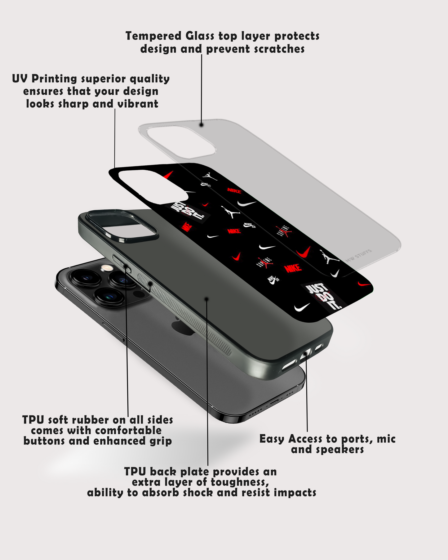 Just Do It Sticker Design Glass Case -  - MW Stuffs - 