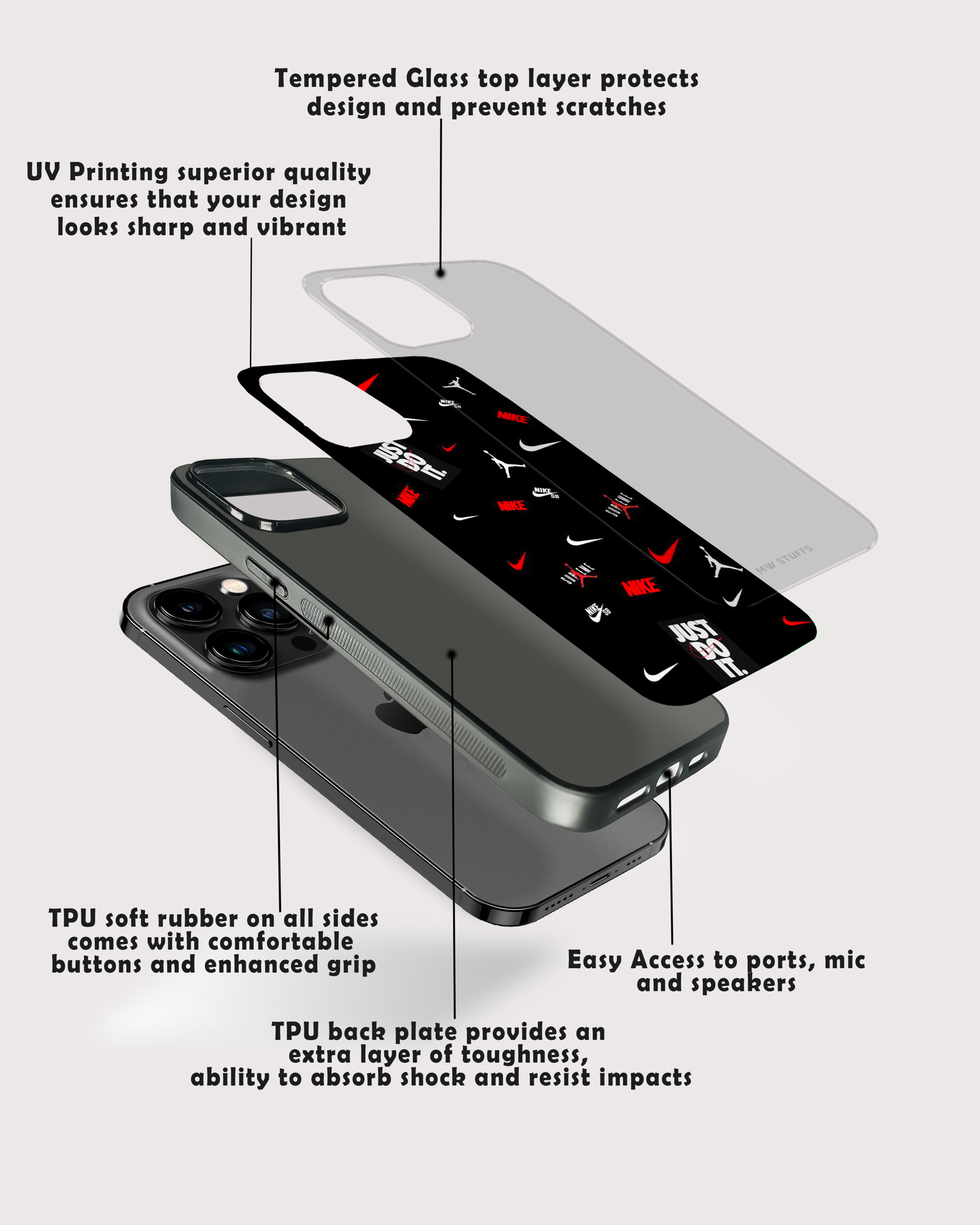 Just Do It Sticker Design Glass Case -  - MW Stuffs - 