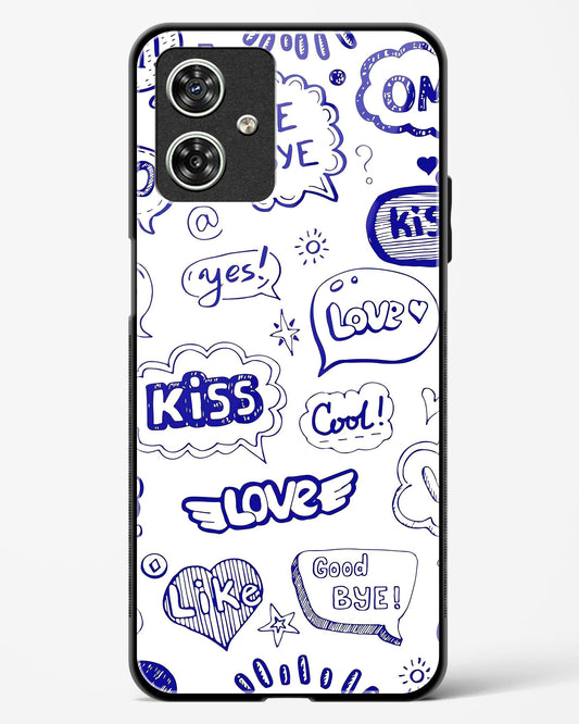 Love Doodle Charm Glass Phone Case-Moto G54 5G