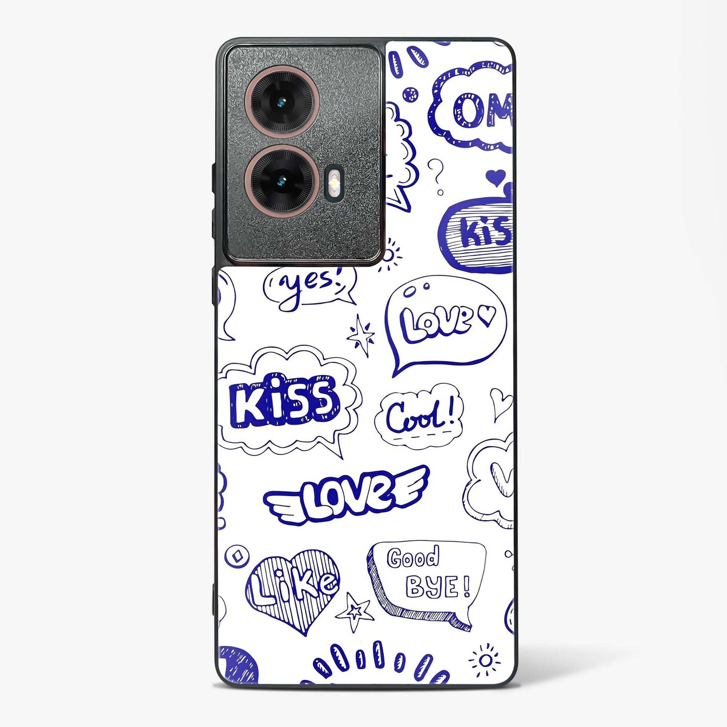 Love Doodle Charm Glass Phone Case-Moto G85 5G