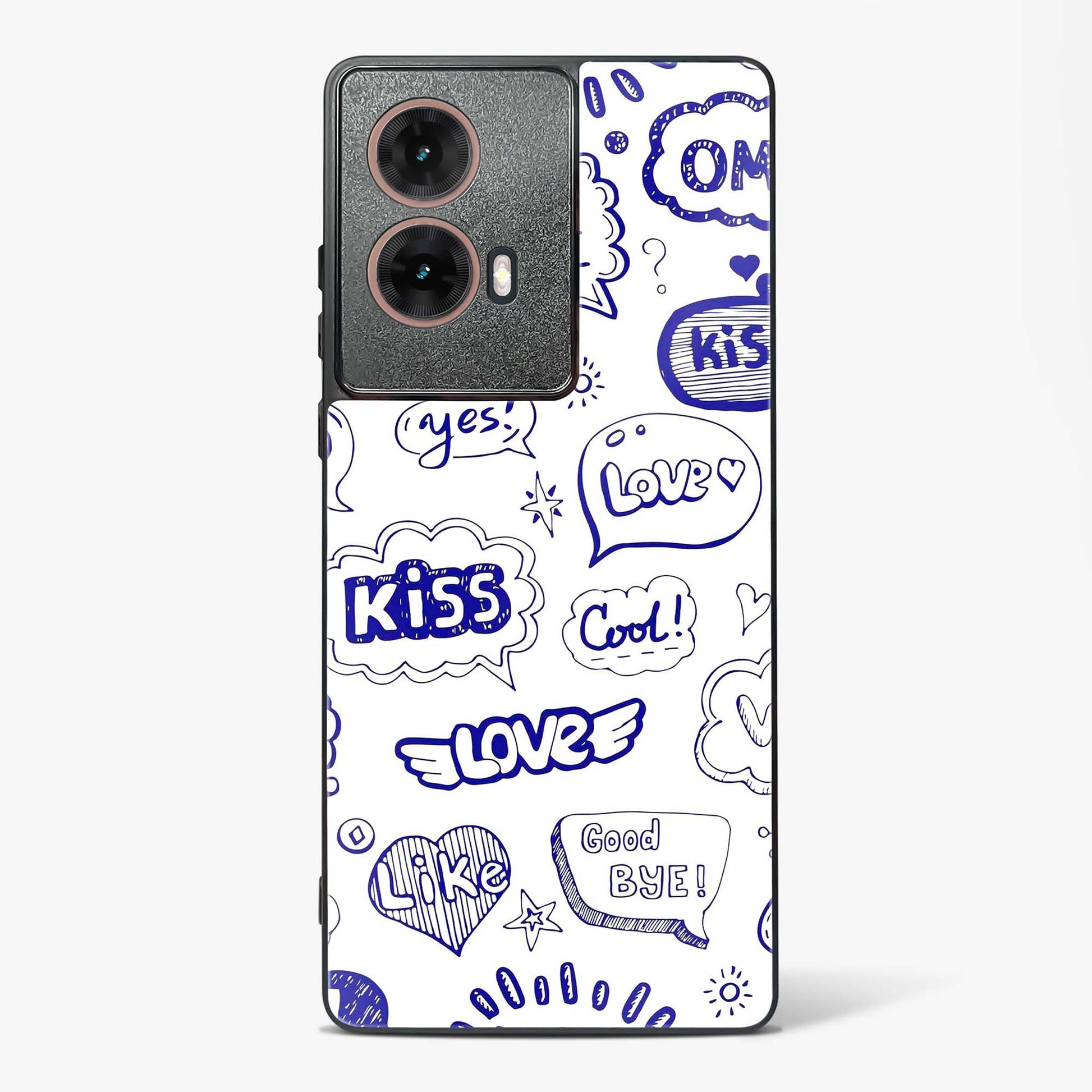 Love Doodle Charm Glass Phone Case-Moto G85 5G