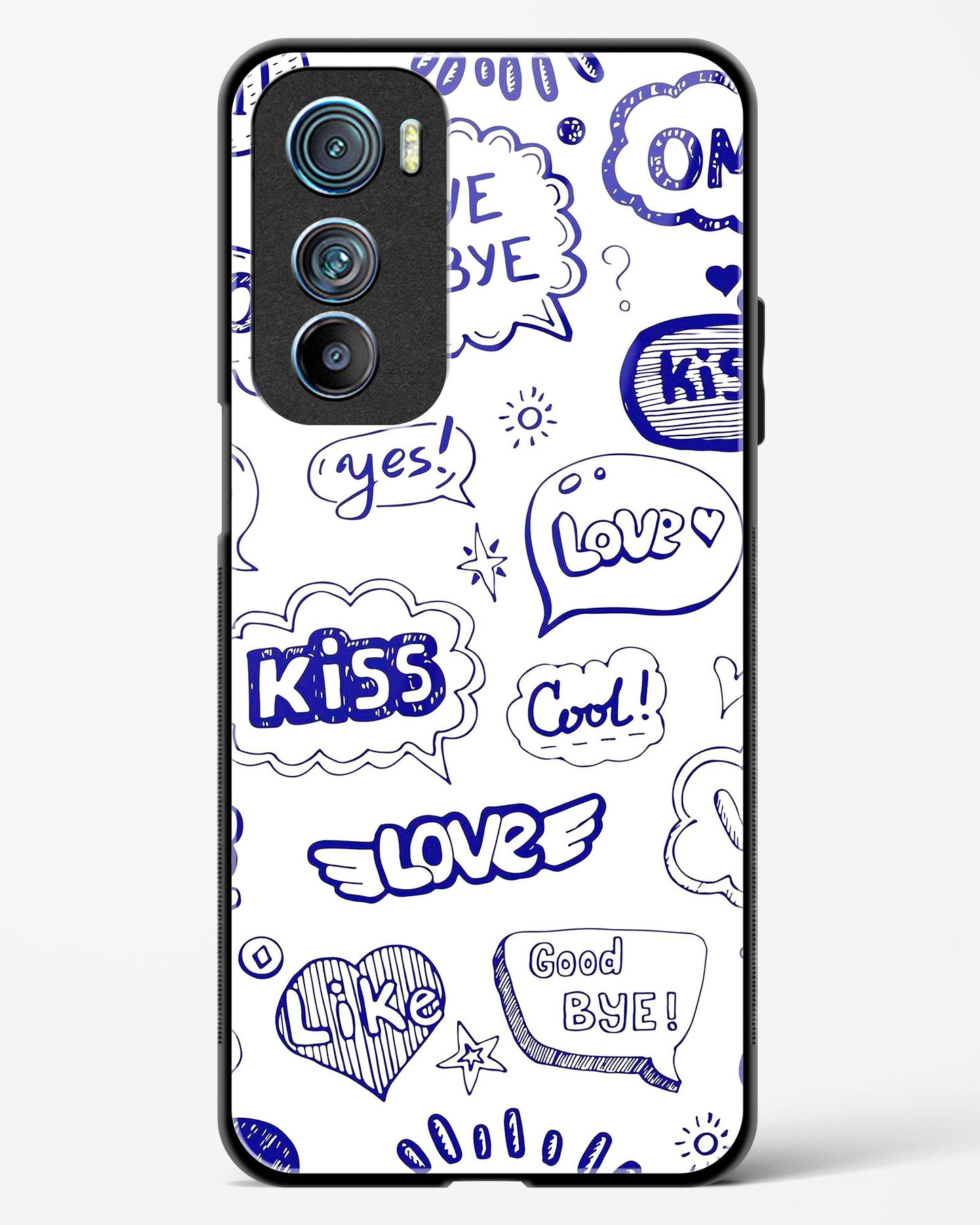 Love Doodle Charm Glass Phone Case-Motorola Edge 30