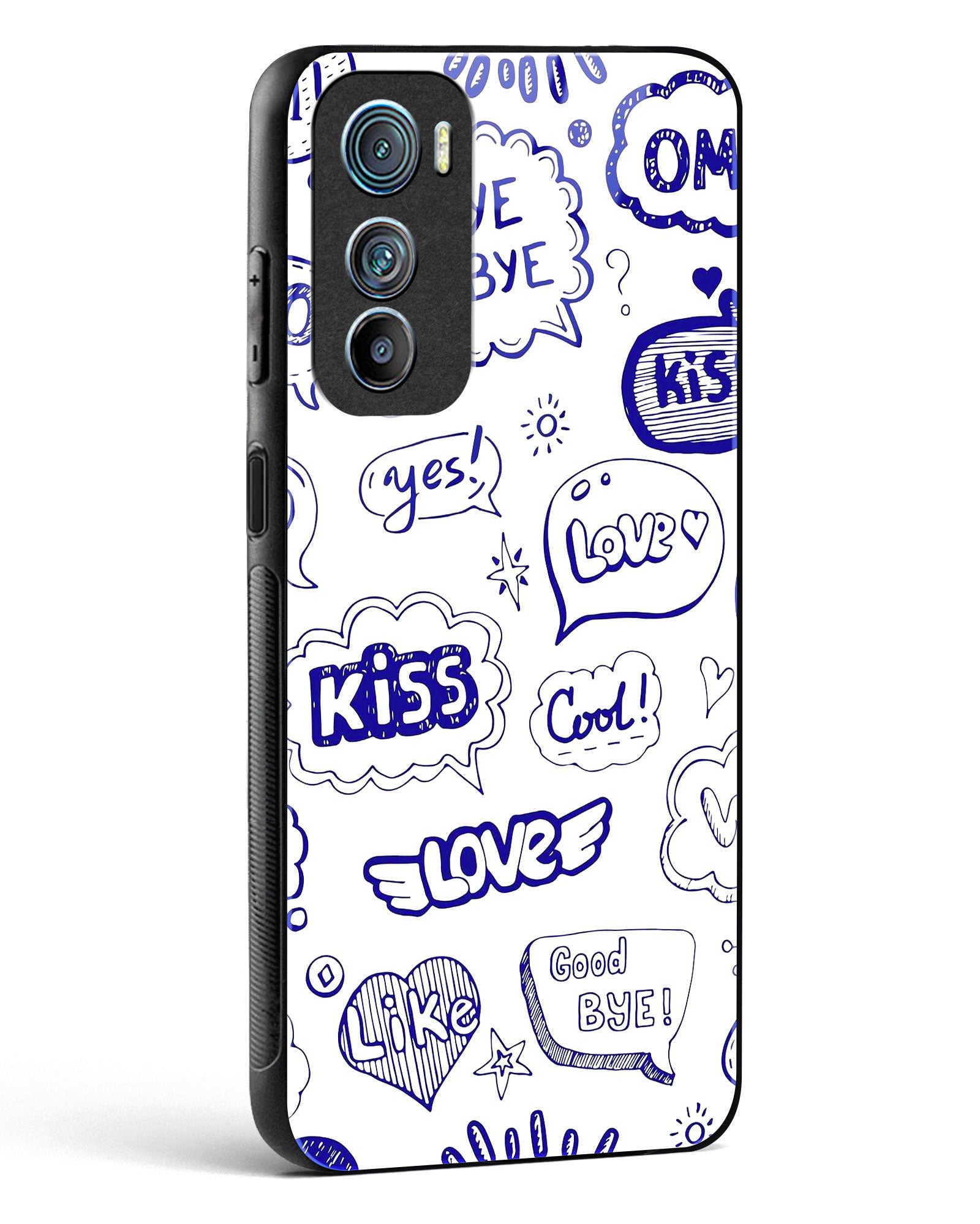 Love Doodle Charm Glass Phone Case-Motorola Edge 30