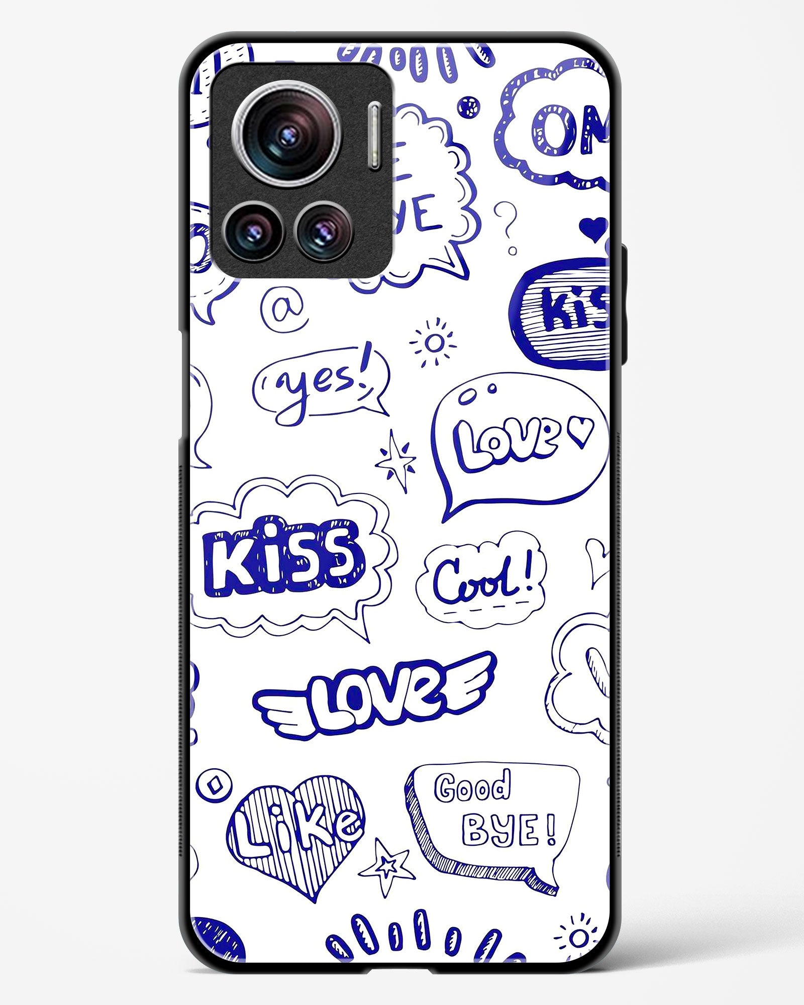 Love Doodle Charm Glass Phone Case-Motorola Edge 30 Ultra