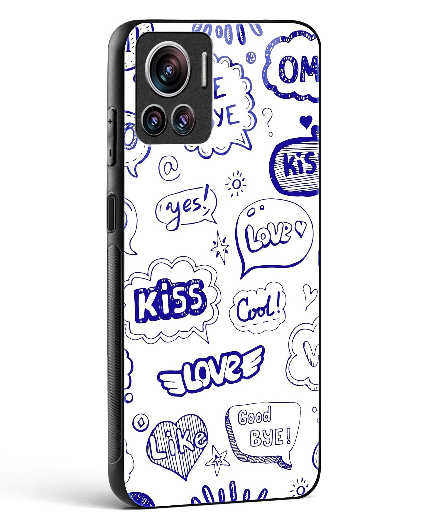 Love Doodle Charm Glass Phone Case-Motorola Edge 30 Ultra