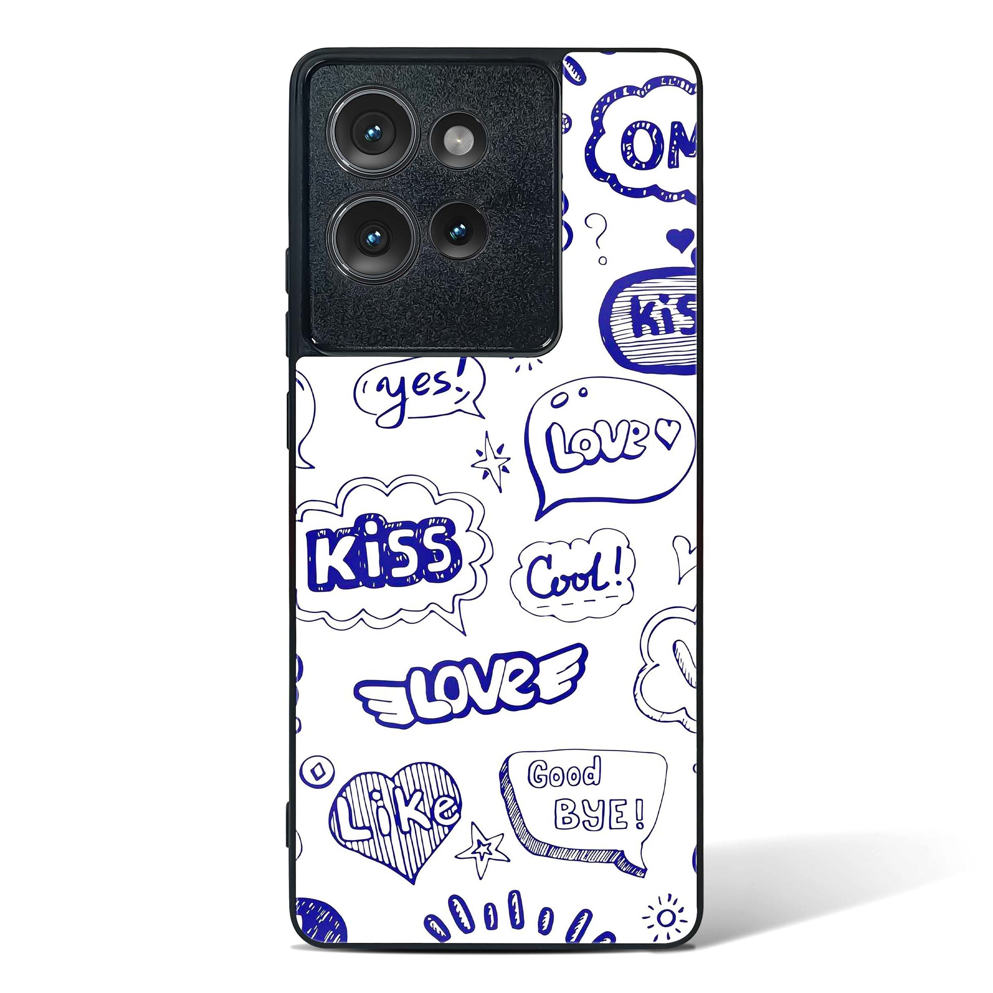 Love Doodle Charm Glass Phone Case-Motorola Edge 50