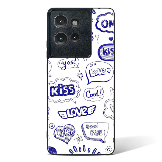 Love Doodle Charm Glass Phone Case-Motorola Edge 50