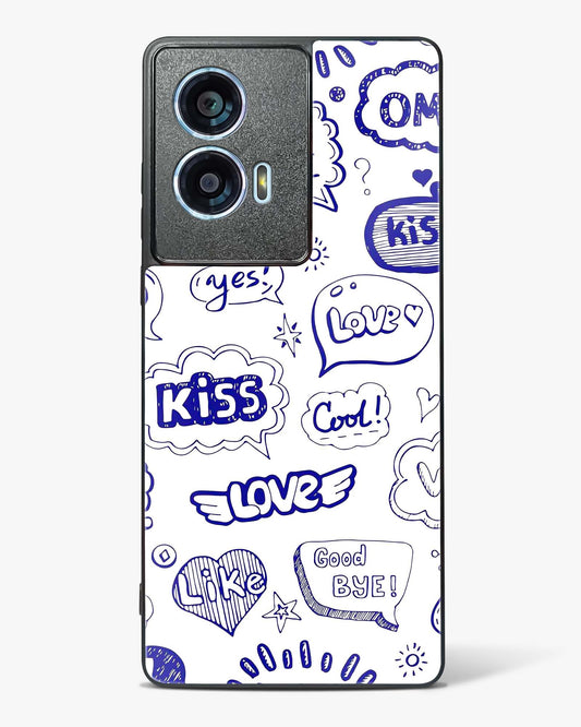 Love Doodle Charm Glass Phone Case-Motorola Edge 50 Fusion