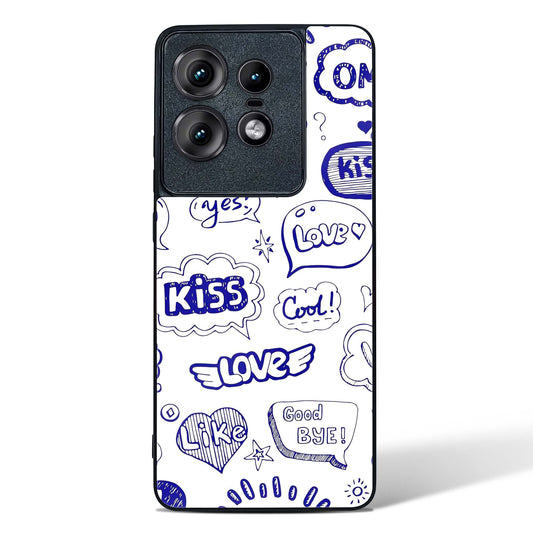 Love Doodle Charm Glass Phone Case-Motorola Edge 50 Pro