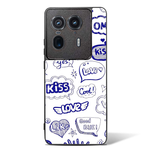 Love Doodle Charm Glass Phone Case-Motorola Edge 50 Ultra