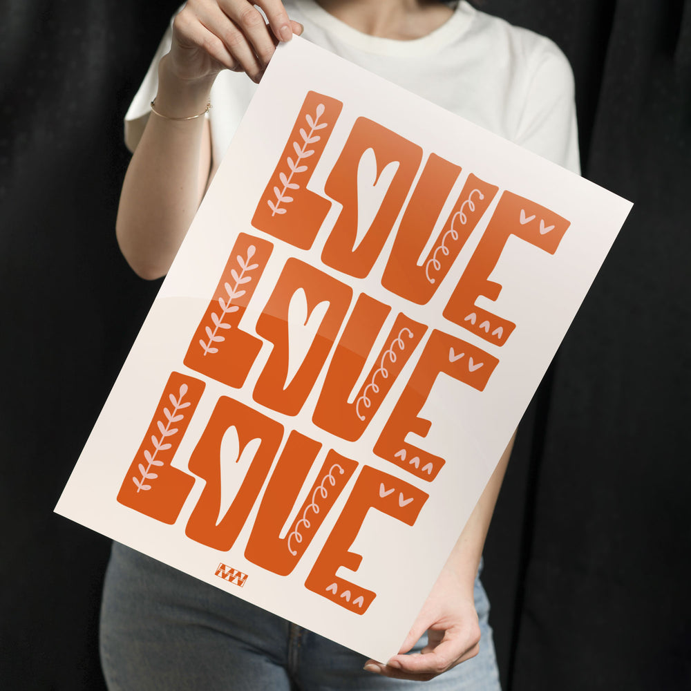 Love Pattern Minimal Metal-Poster
