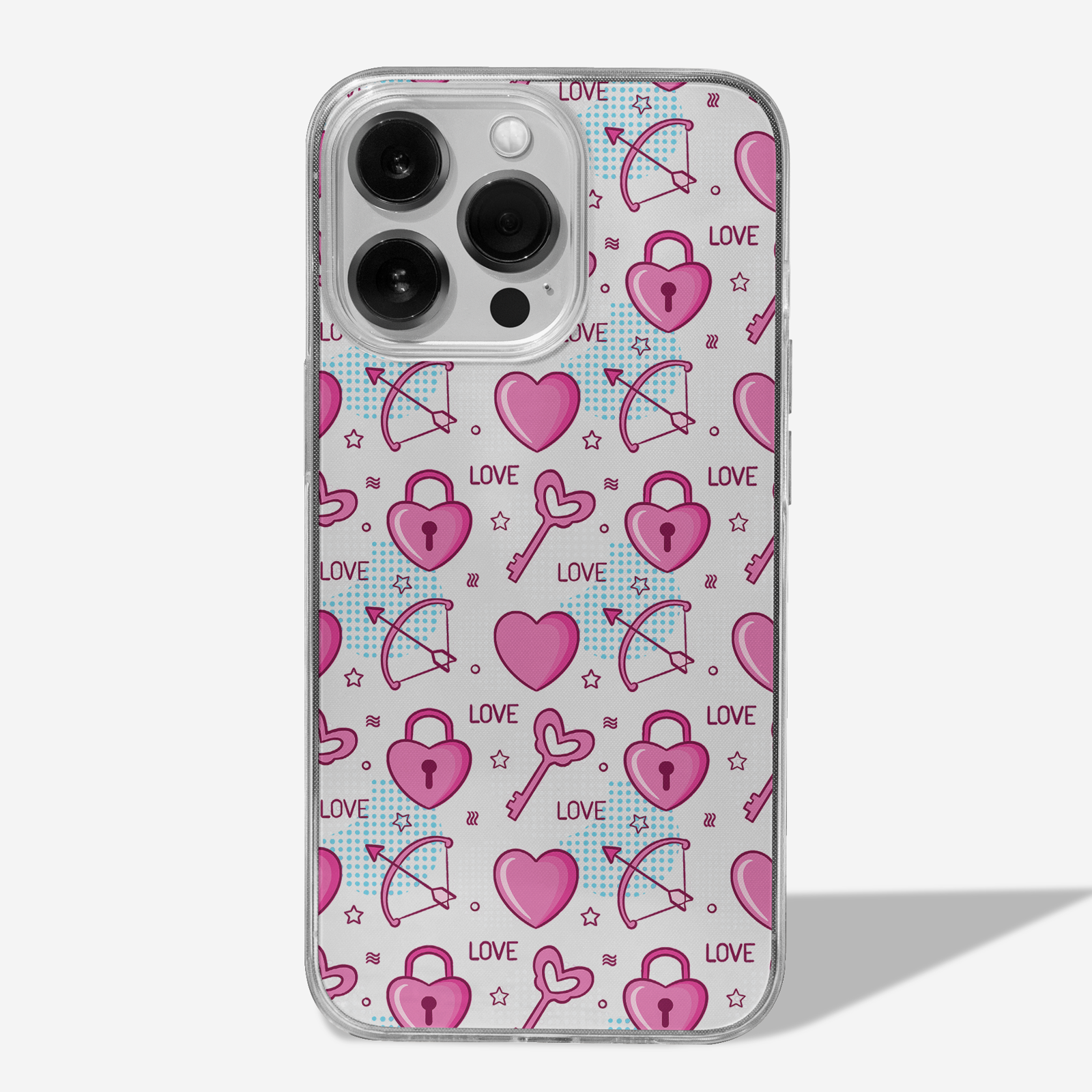 Love Lock and Key Pinky Hearts CLEAR CASE -  - MW Stuffs - 