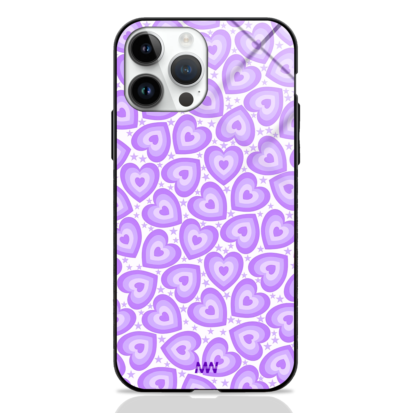Lovely Purple Heartins Premium Glass Case -  - MW Stuffs - 