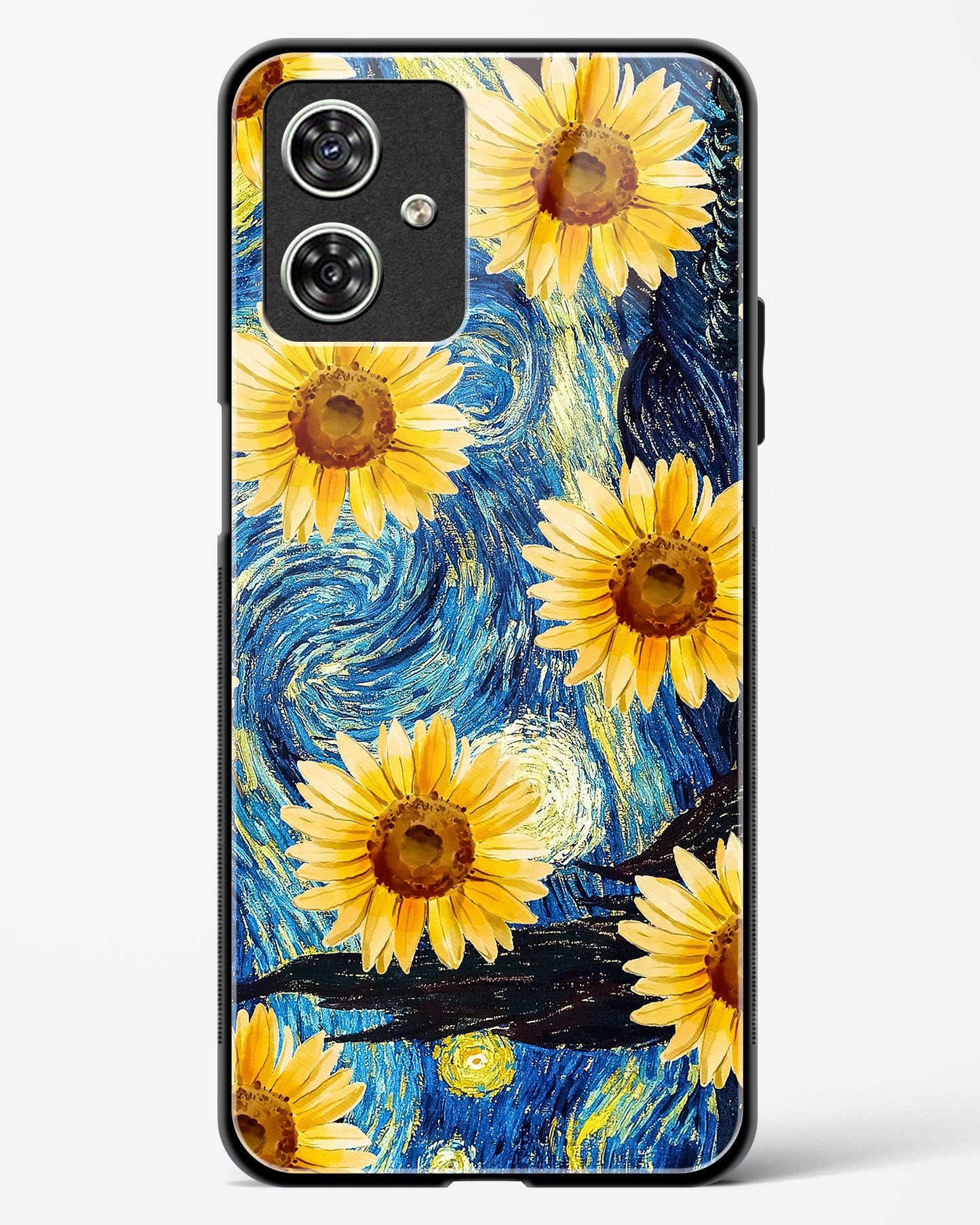 Luminous Sunflower Art Glass Phone Case-Moto G54 5G